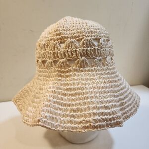 Chic Cream  Crochet Bucket  Summer Hat OS